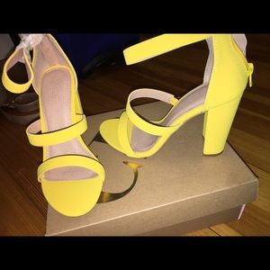 Yellow chunky heel